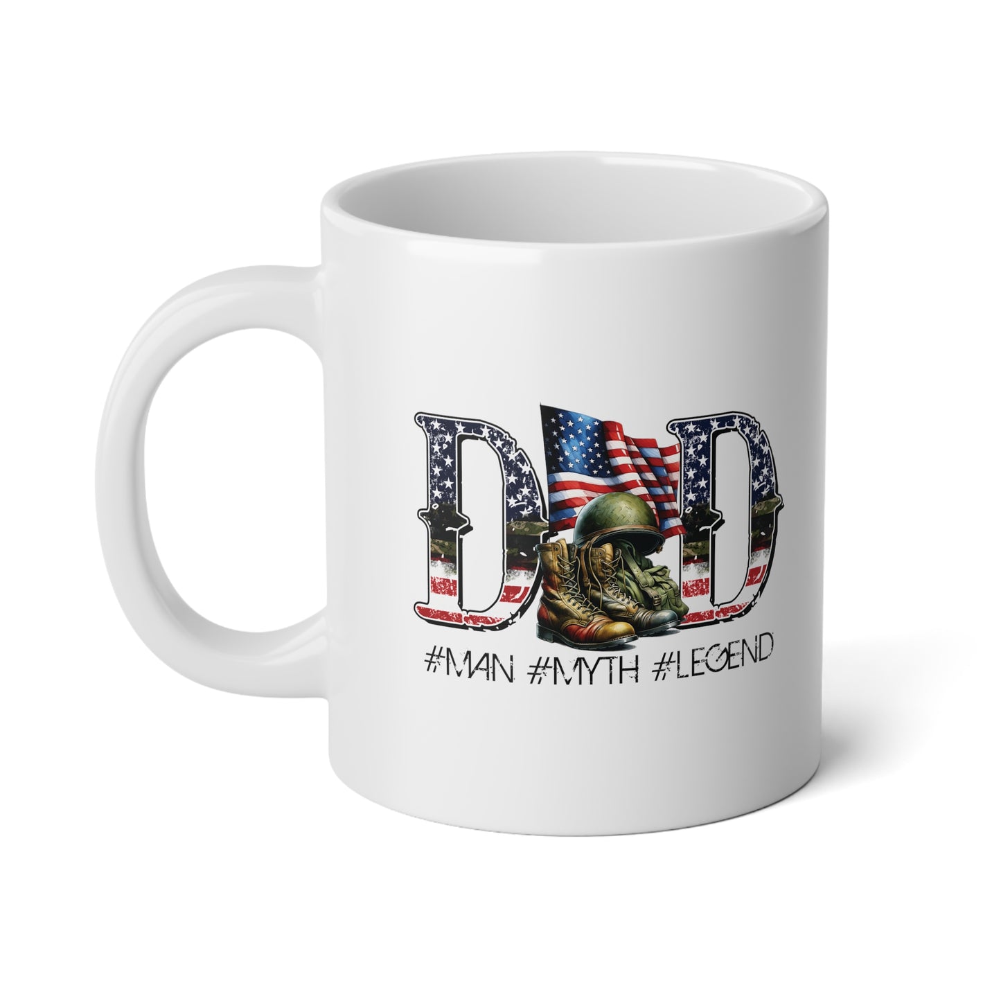 Military Dad - Man Myth Legend | White Jumbo | Father's Day Coffee Mug | 20oz