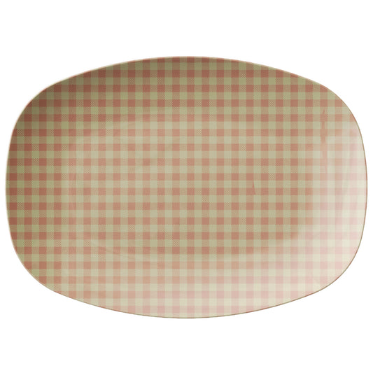 Vintage Pastel Pink and Yellow Plaid Platter